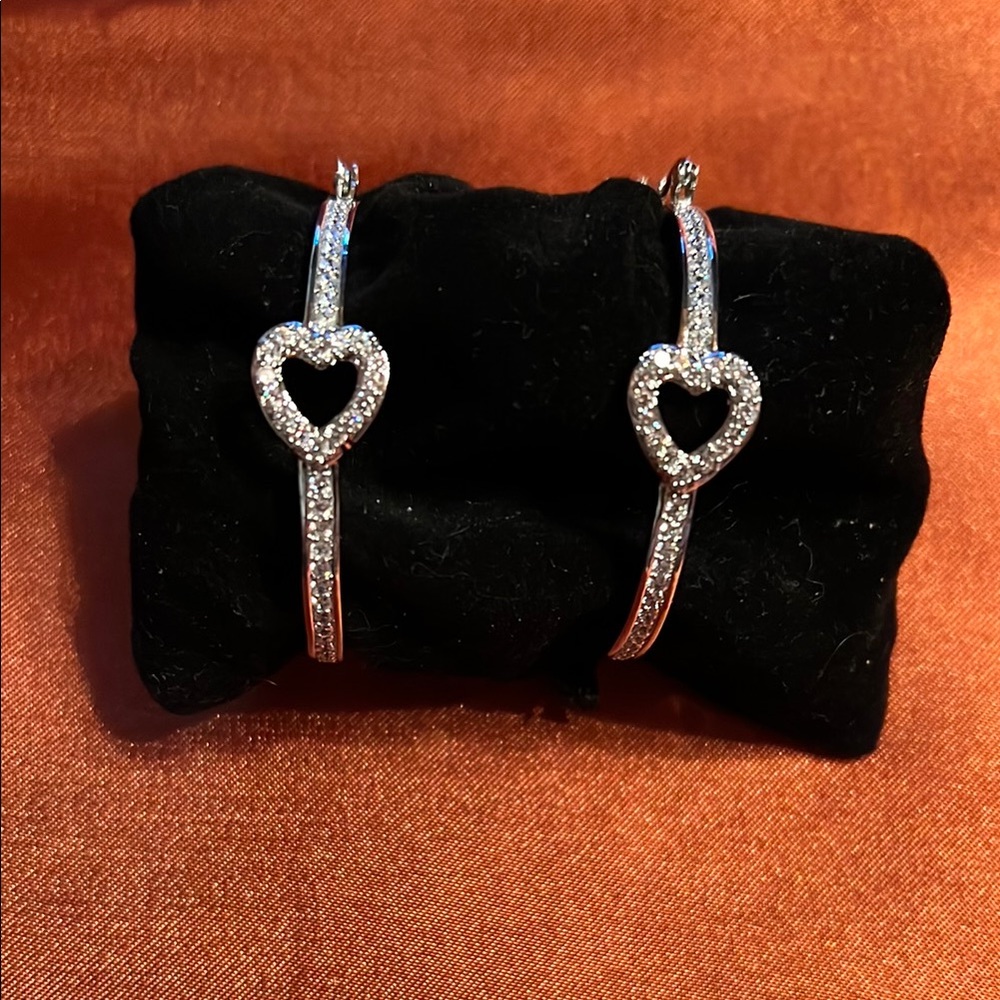 Elegant Silver Heart Hoop Earrings